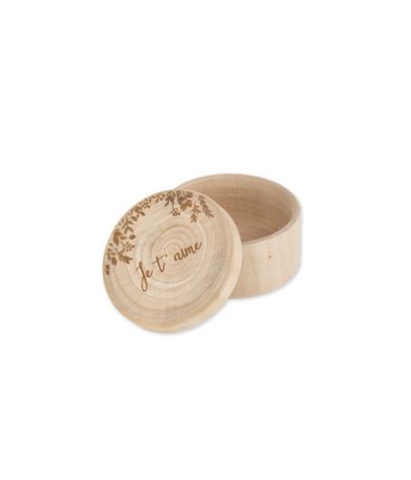 Boite alliance ronde en bois "je t'aime"