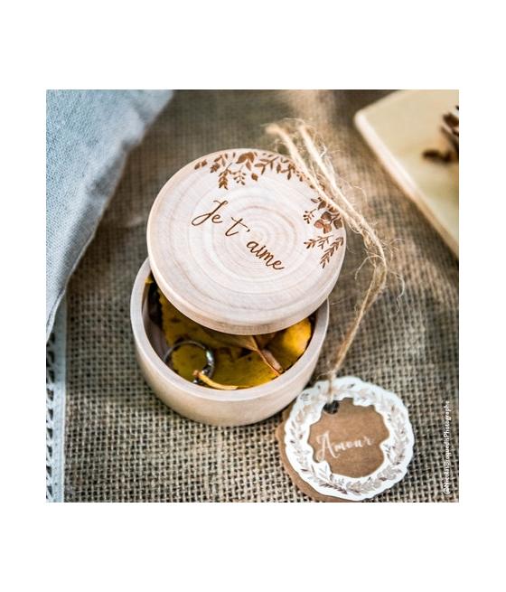 Boite alliance ronde en bois "je t'aime"