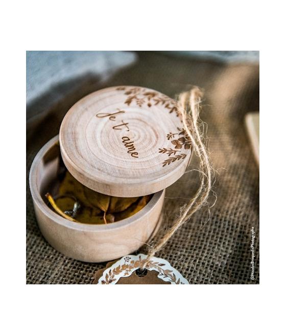 Boite alliance ronde en bois "je t'aime"