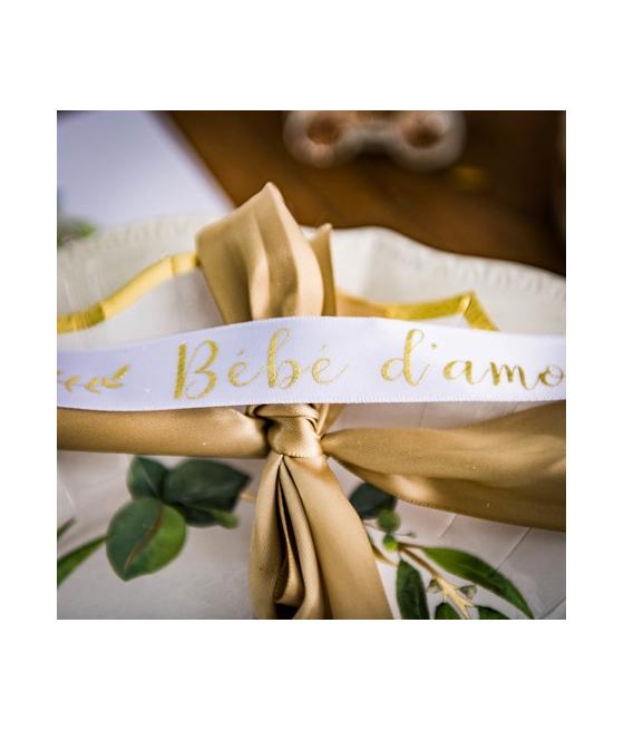 Ruban bébé d'amour satin blanc