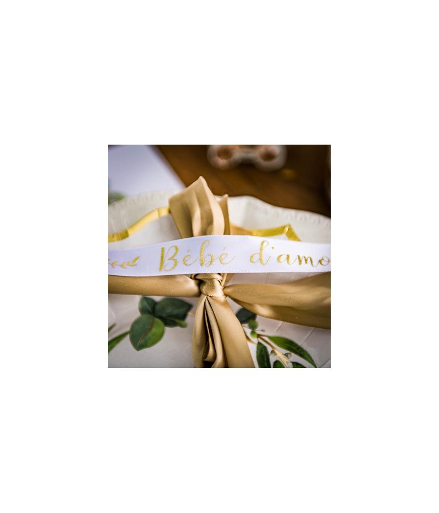 Ruban bébé d'amour satin blanc