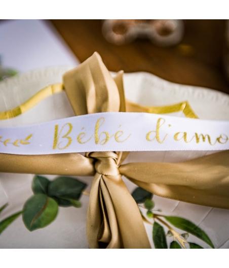 Ruban bébé d'amour satin blanc