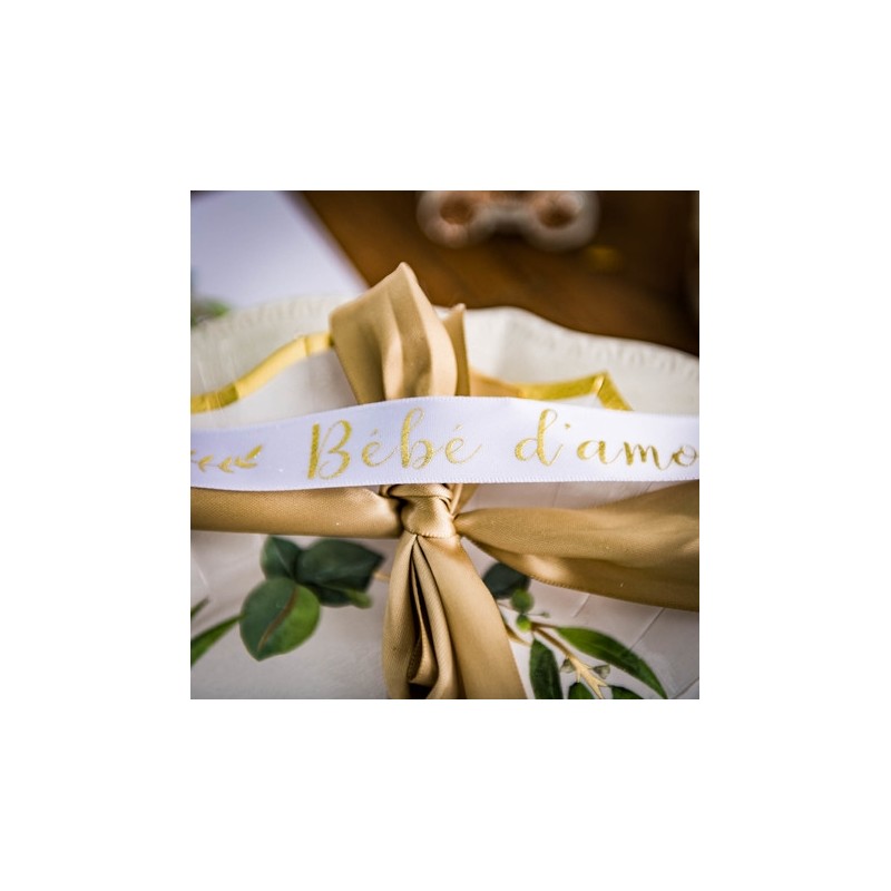 Ruban bébé d'amour satin blanc