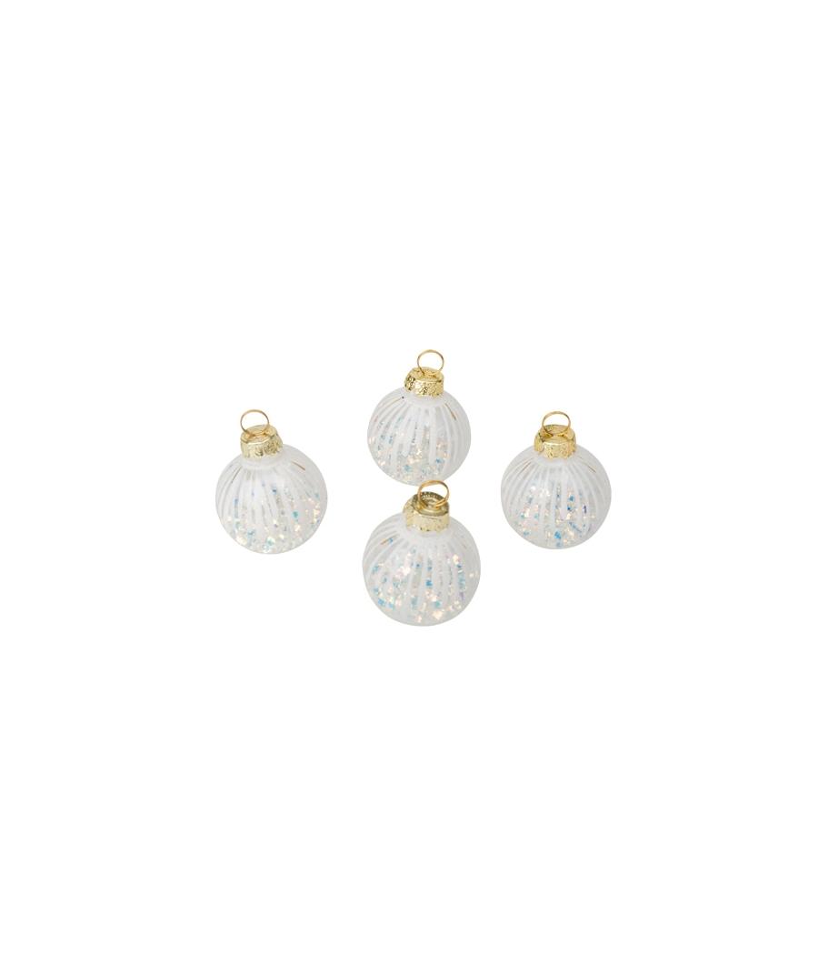 4 Marques places boules de Noel transparent blanc et irissé 5CM