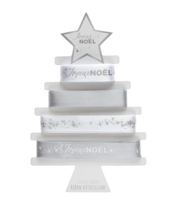 Ruban Joyeux Noël étoilé métallisé autocollant