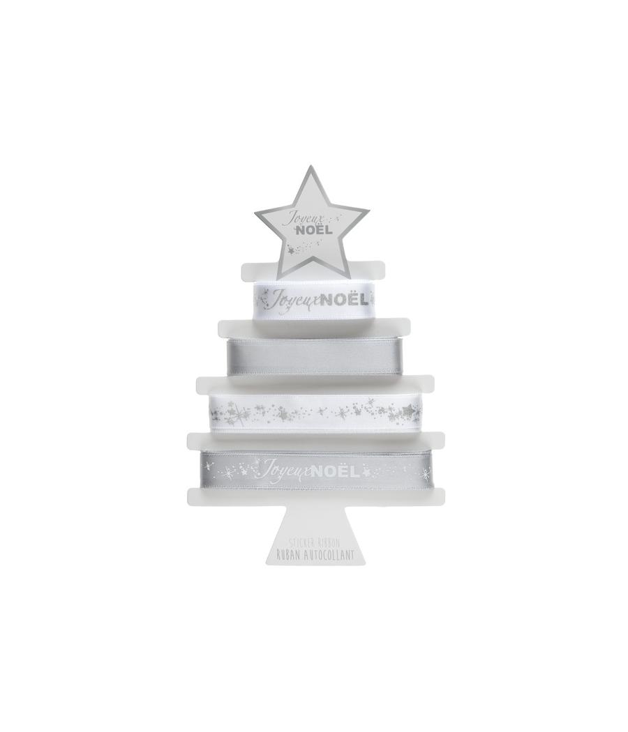 Ruban Joyeux Noël étoilé métallisé autocollant