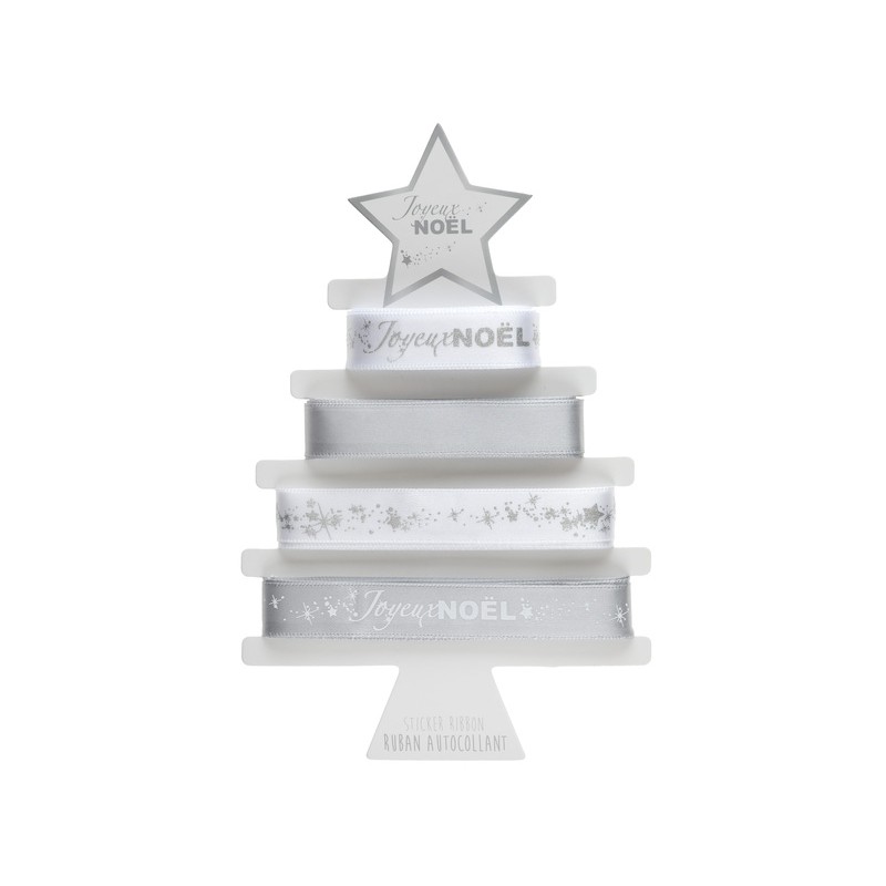 Ruban Joyeux Noël étoilé métallisé autocollant