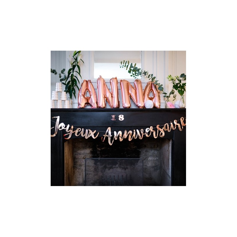 guirlande joyeux anniversaire rose