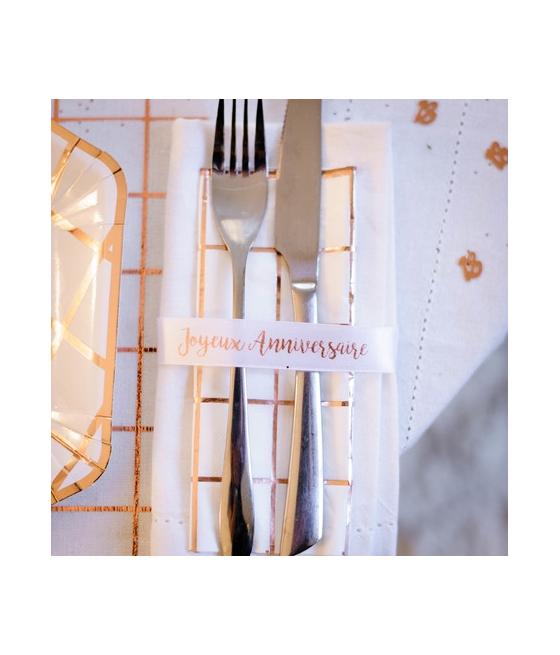 Ruban en satin blanc Joyeux Anniversaire Rose gold