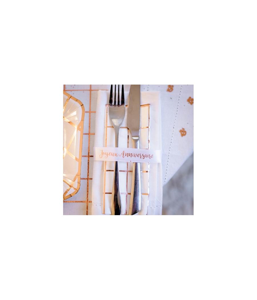 Ruban en satin blanc Joyeux Anniversaire Rose gold