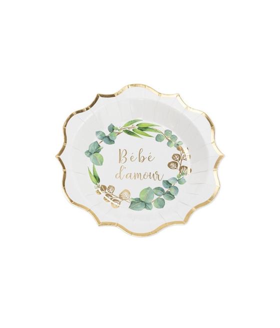 8 assiettes bébé d'amour eucalyptus
