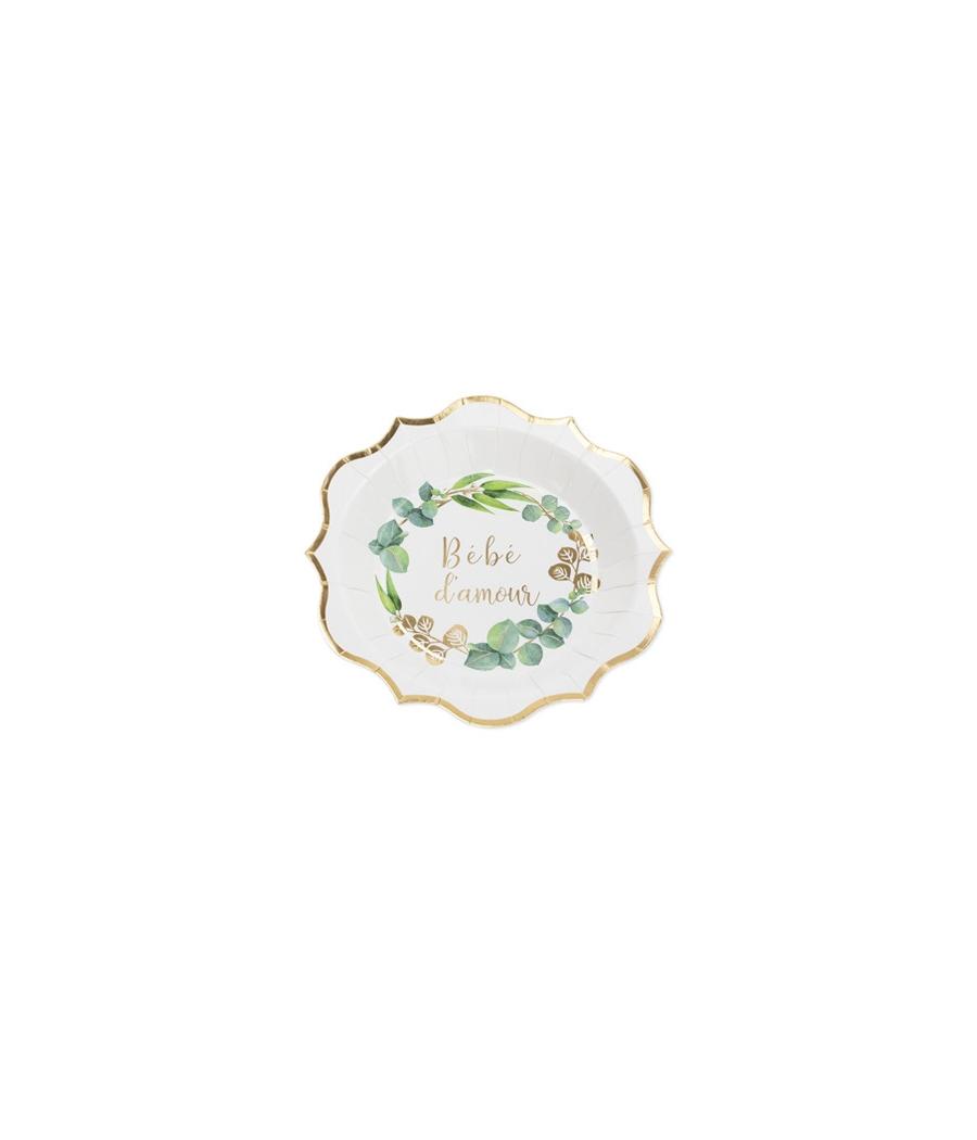 8 assiettes bébé d'amour eucalyptus
