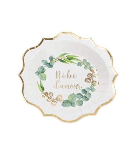 8 assiettes bébé d'amour eucalyptus