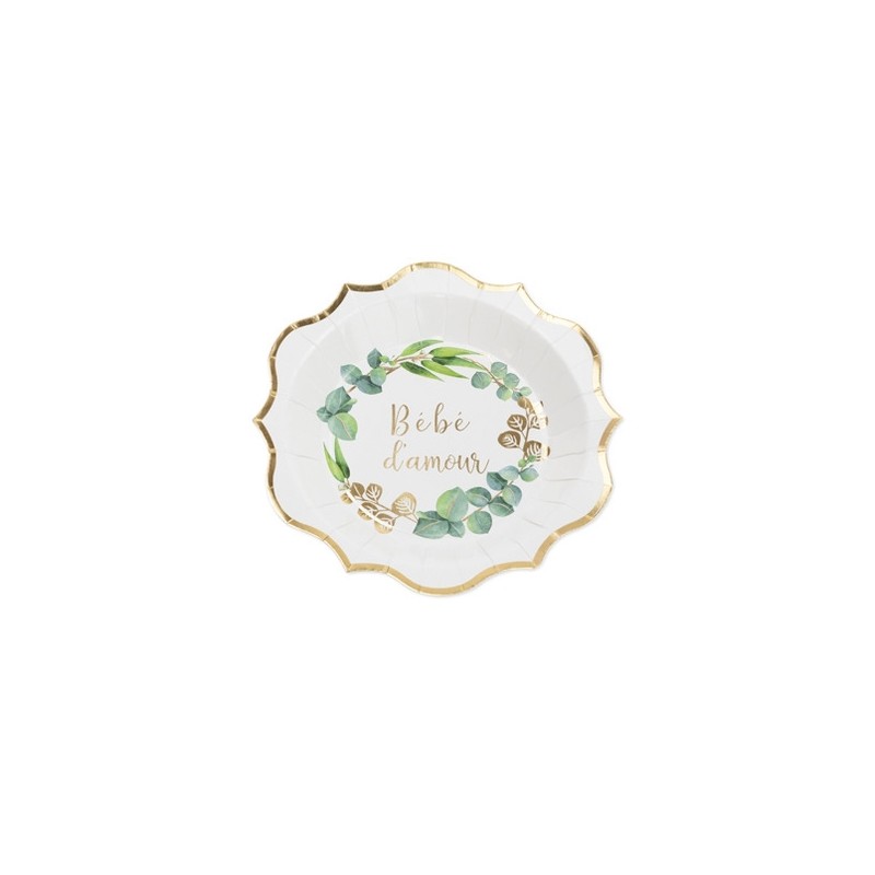 8 assiettes bébé d'amour eucalyptus