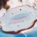 8 assiettes gender reveal blanc rose et bleu avec dorure