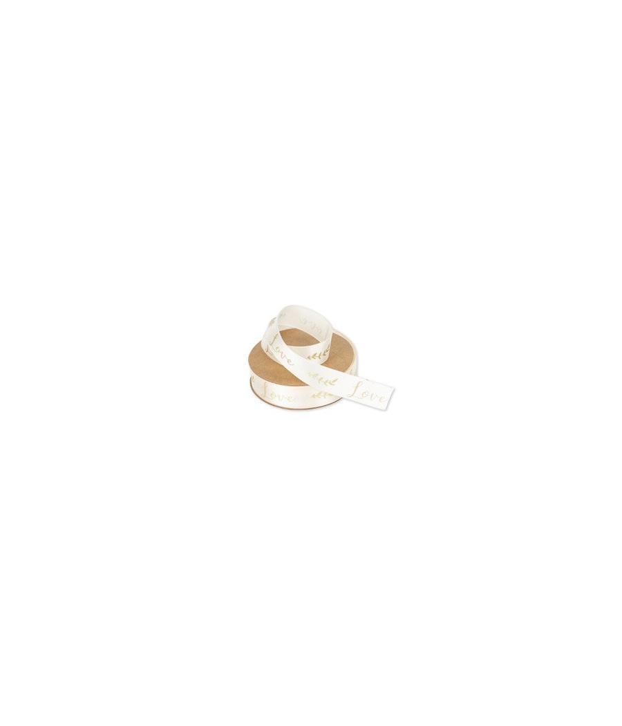 Ruban satin ivoire love