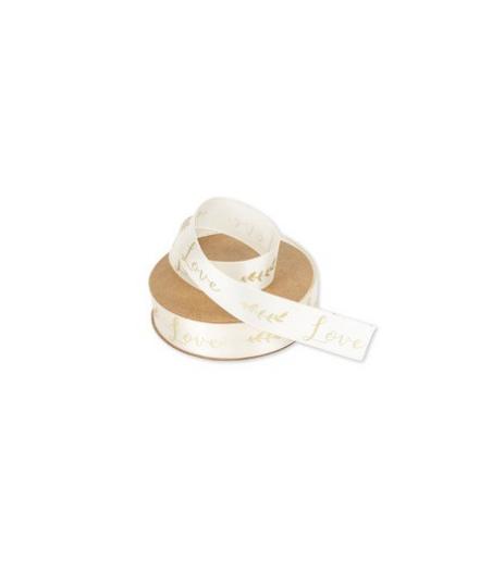 Ruban satin ivoire love