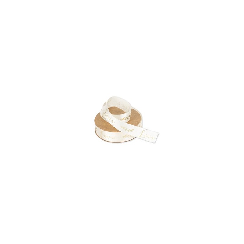Ruban satin ivoire love