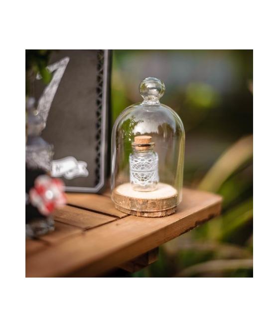 6 Fioles en verre et dentelle avec bouchon en liège