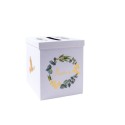 Urne communion eucalyptis colombe papier texture dorure or