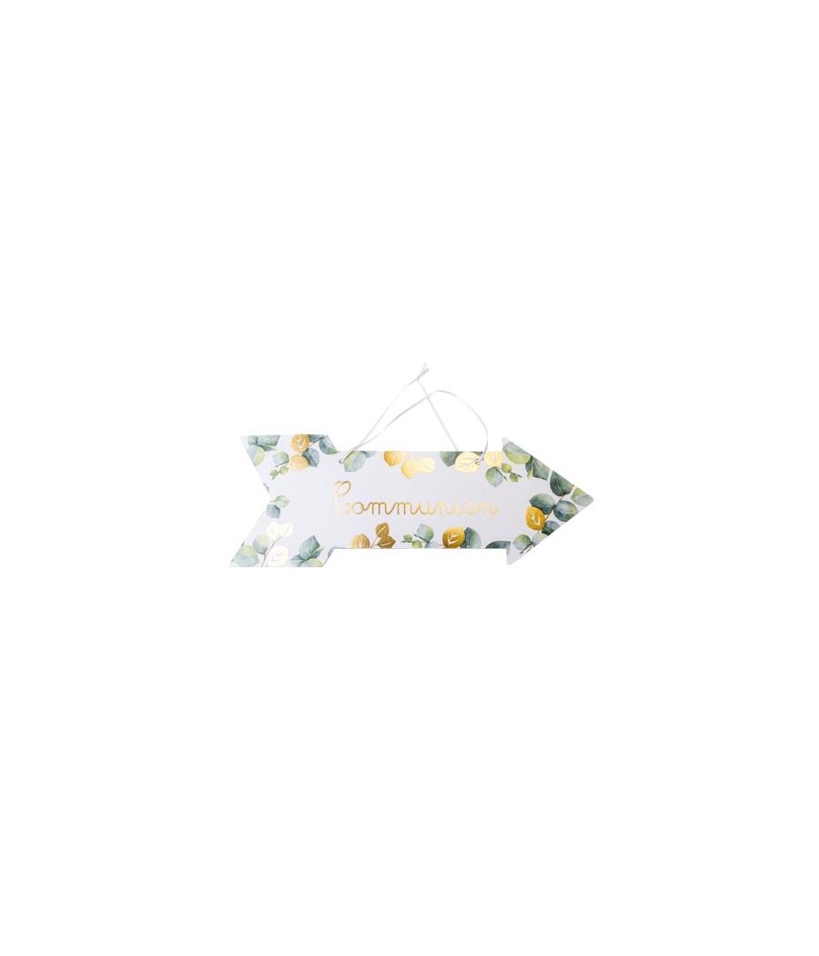Fleche communion eucalyptus papier texturé dorure or