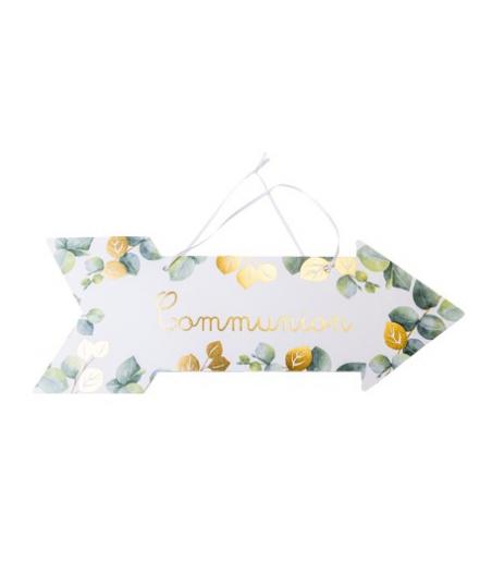 Fleche communion eucalyptus papier texturé dorure or