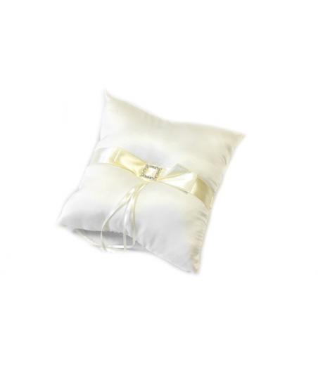 Coussin alliances gm noeud + strass ivoire 
