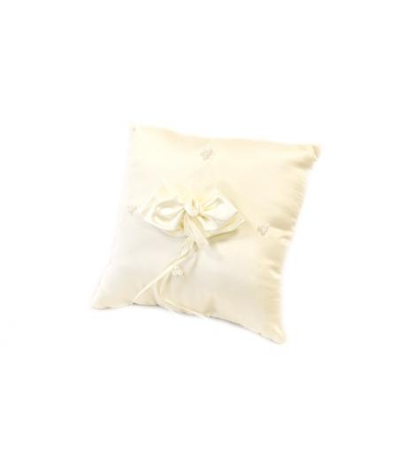 Coussin alliances gm noeud + perles Ivoire 