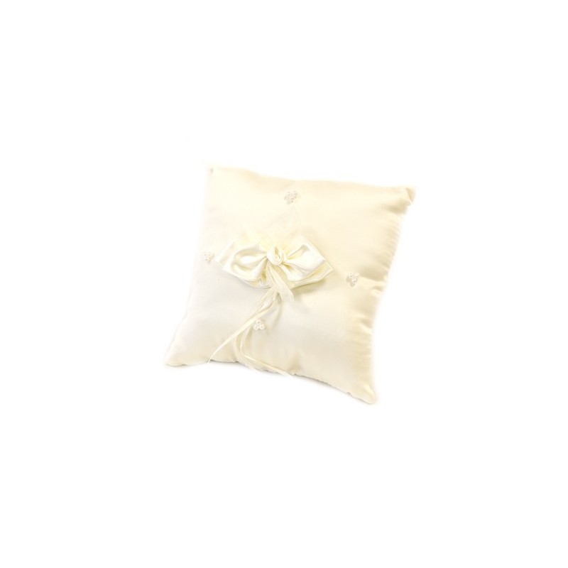 Coussin alliances gm noeud + perles Ivoire 