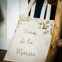 tote bag team de la mariée lin paillettes champagne 35.5x31cm