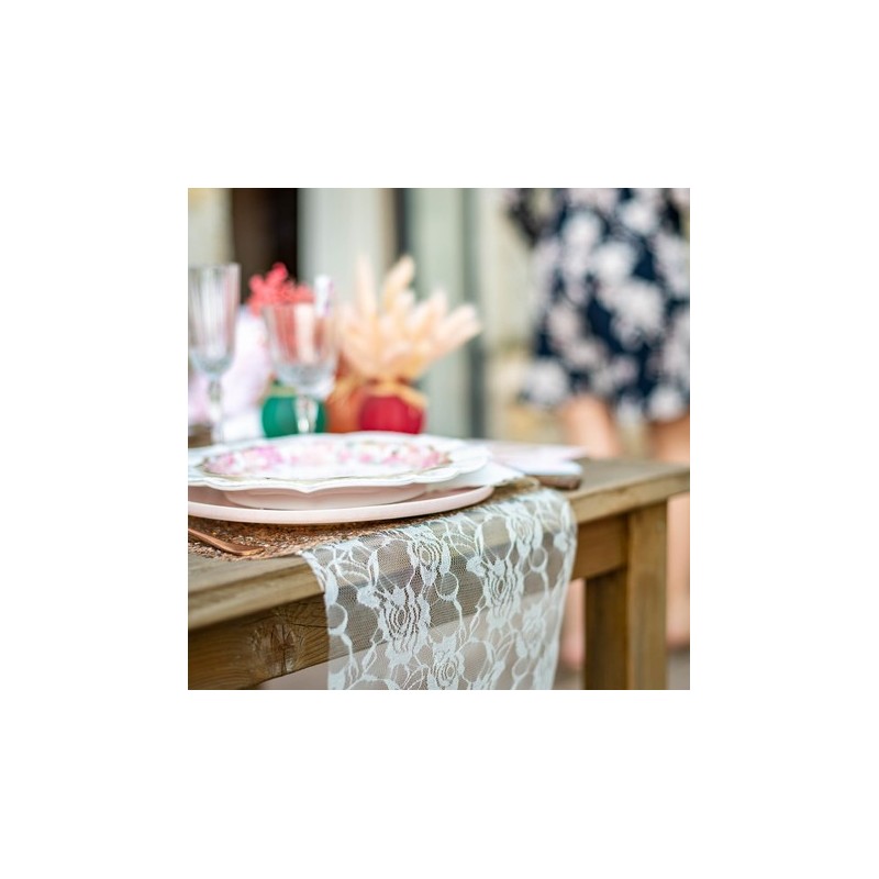 Chemin table jolie dentelle blanche 28cmx5m