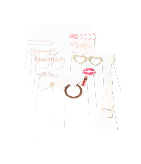 kit photobooth mariage rose gold 12 pieces