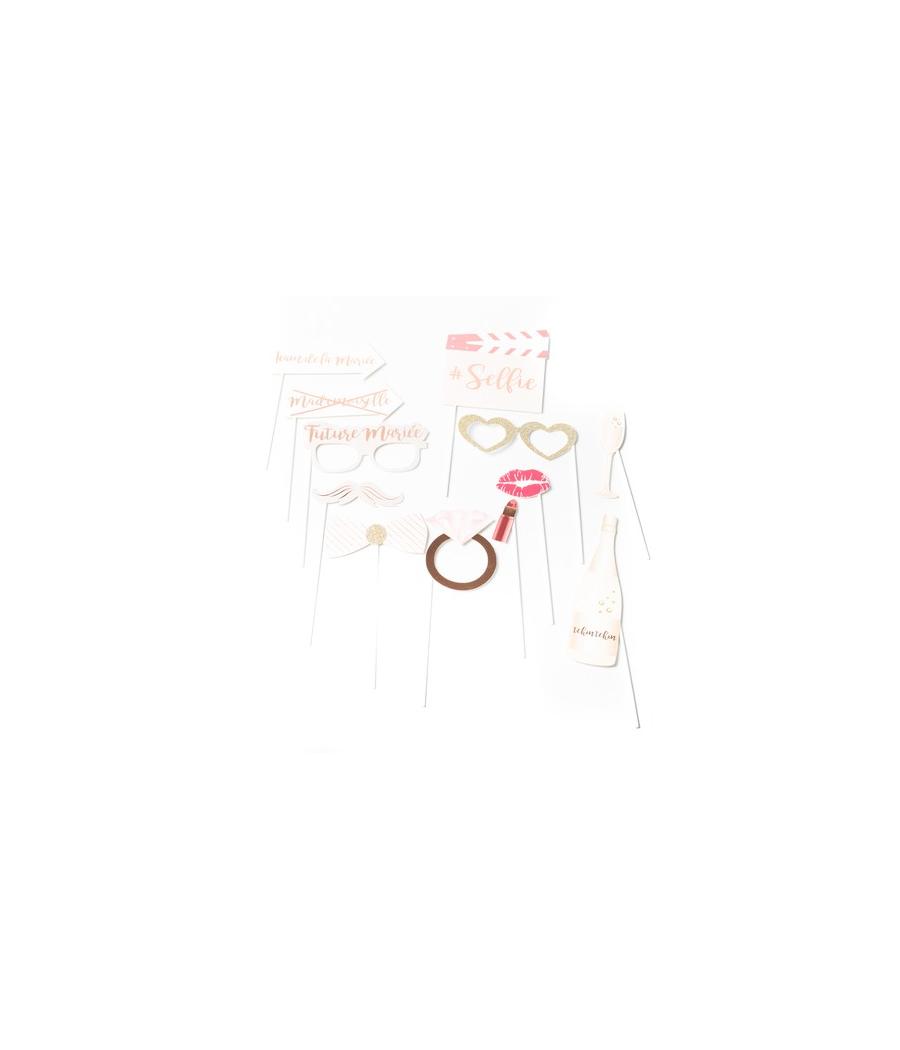 kit photobooth mariage rose gold 12 pieces