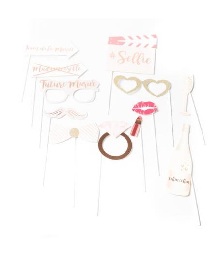 kit photobooth mariage rose gold 12 pieces