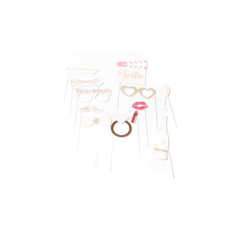 kit photobooth mariage rose gold 12 pieces