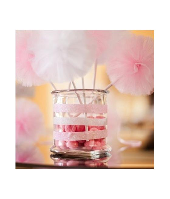 Ruban adhésif étincelant paillettes roses 1.5cmx2m