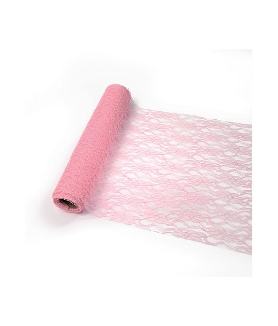 Chemin de table dentelle retro rose