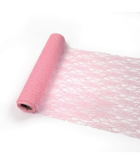 Chemin de table dentelle retro rose