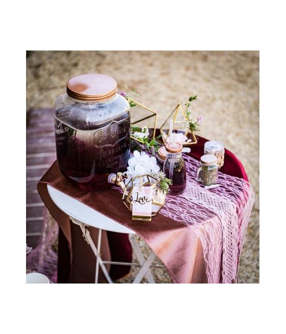 Chemin de table dentelle retro rose