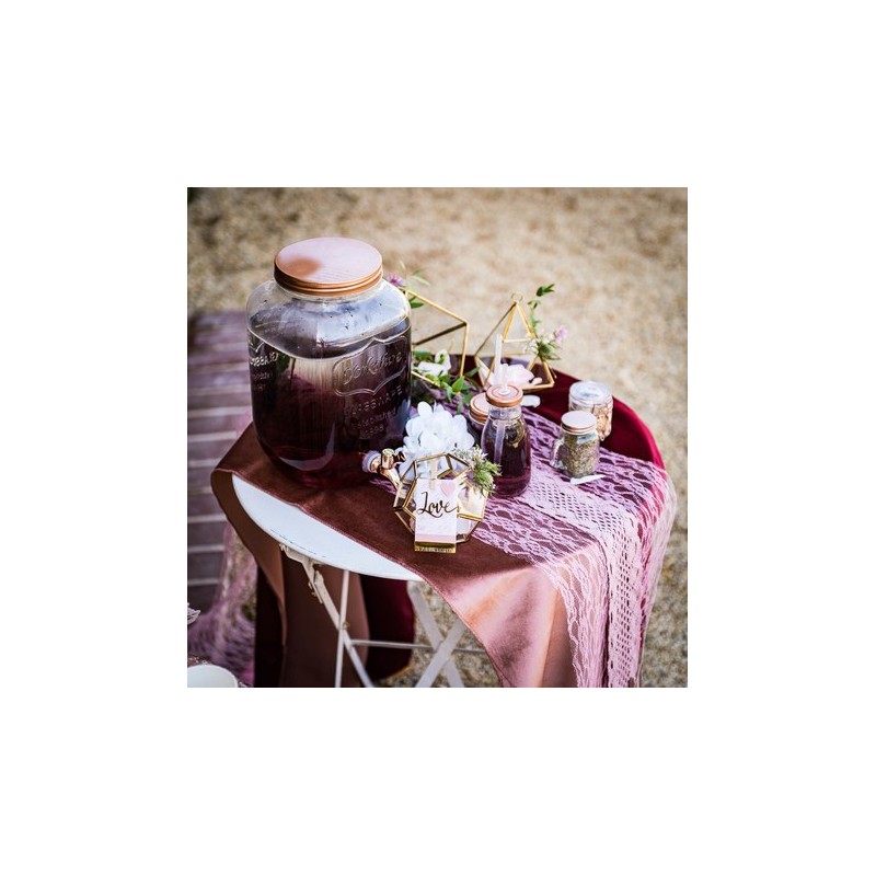 Chemin de table dentelle retro rose