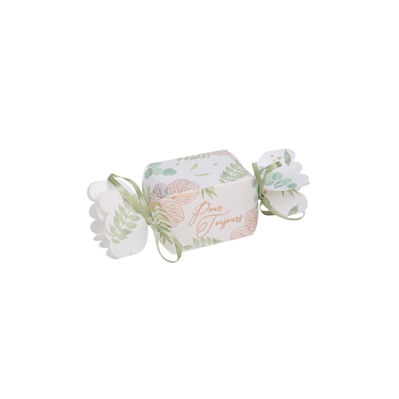 10 contenants en forme de papillotes botanique rose gold