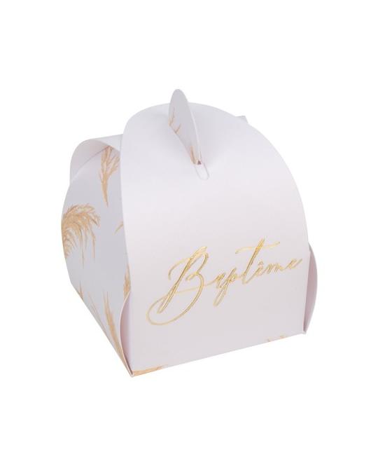 10 Contenants Baptême jolie Pampa papier texture embossé Or