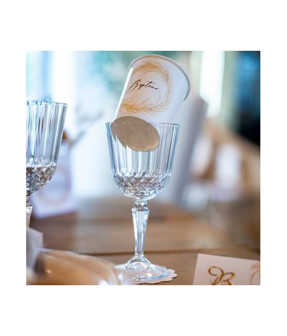 8 Gobelets Baptême Pampa blanc et Or 250ML