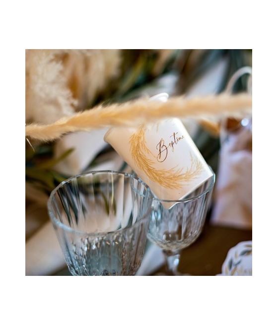 8 Gobelets Baptême Pampa blanc et Or 250ML