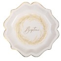 8 assiettes Baptême jolie Pampa papier texture embossé Or