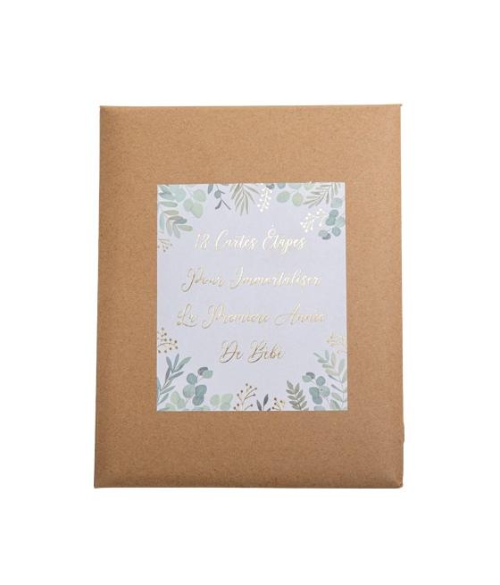 18 Cartes étapes de croissance Oh baby végétal et or