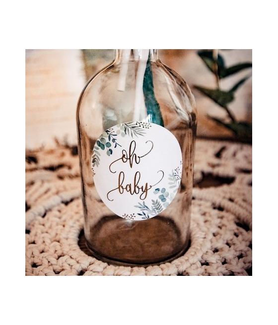 24 stickers Oh baby végétal et or