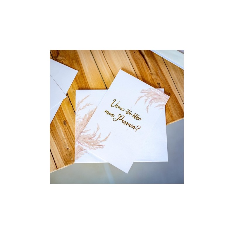 2 cartes avec enveloppes Marraine / Parrain Pampa