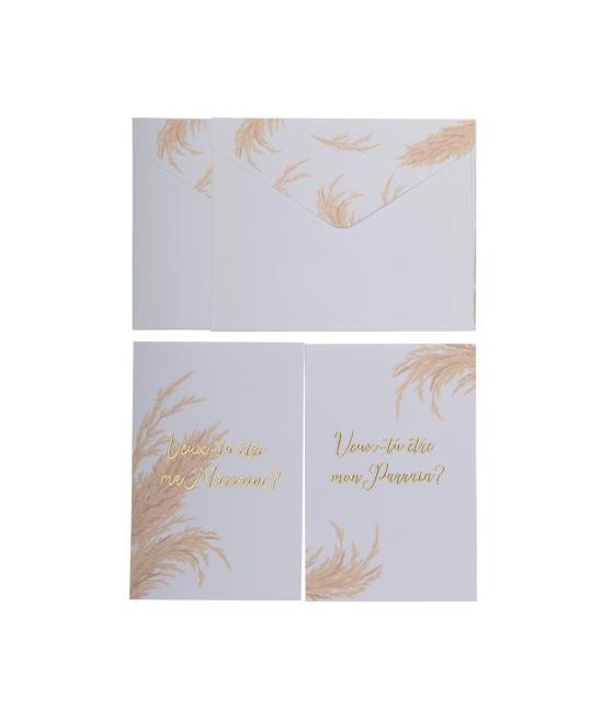 2 cartes avec enveloppes Marraine / Parrain Pampa