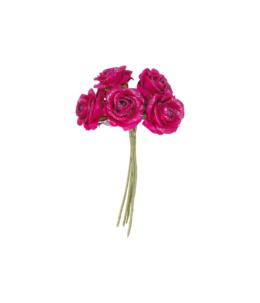 Bouquet de 5 roses pailletées
